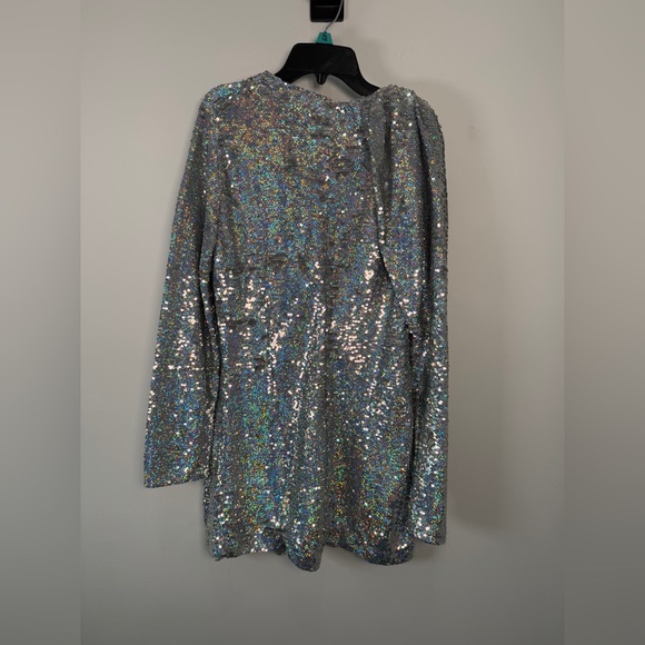 NWT Zara sequin dress puff sleeve SIZE L - Picture 5 of 9